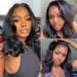 Douyin Bob Wig Human Hair 13x4 Frontal Lace Wig Body Wave HD Lace Front Wigs Human Hair Pre Plucked Glueless Bob Wigs for Women (16 inch, Natural Black)