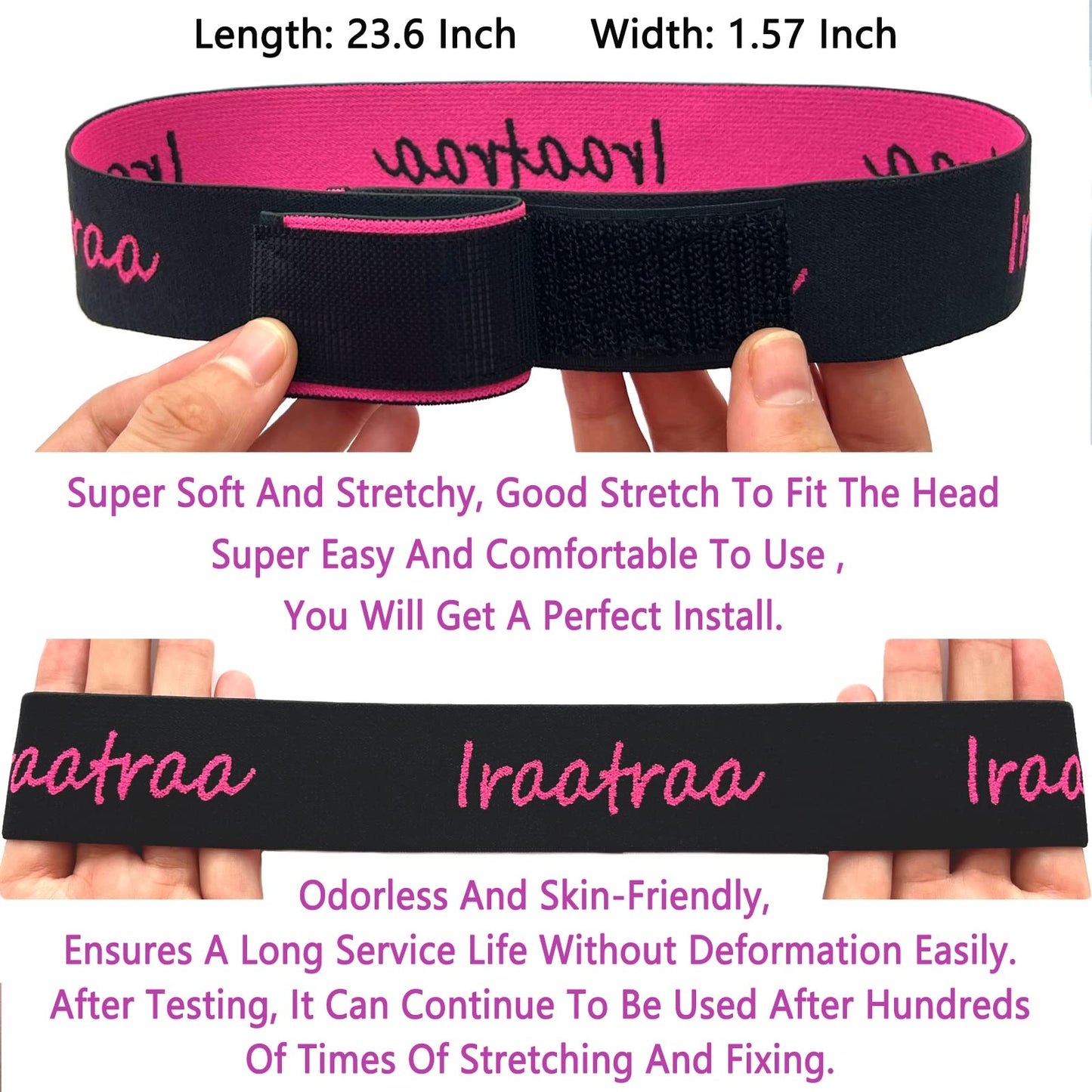 Iraatraa 6 Pcs Elastic Wig Band Set - Lace Melting Bands For Lace Front Wigs, Keeping Wigs In Place & Laying Edges (8 Piece Set, Black Rose)