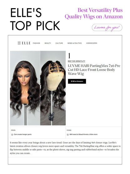 LUVME HAIR All-Day Comfort Real Glueless 7x6 HD Lace Wig 200% Density Hair PartingMax Lace Wigs Loose Body Wave Lace Front Wigs Human Hair Pre Cut Plucked Lace Frontal Glueless 24 Inches Natural Black