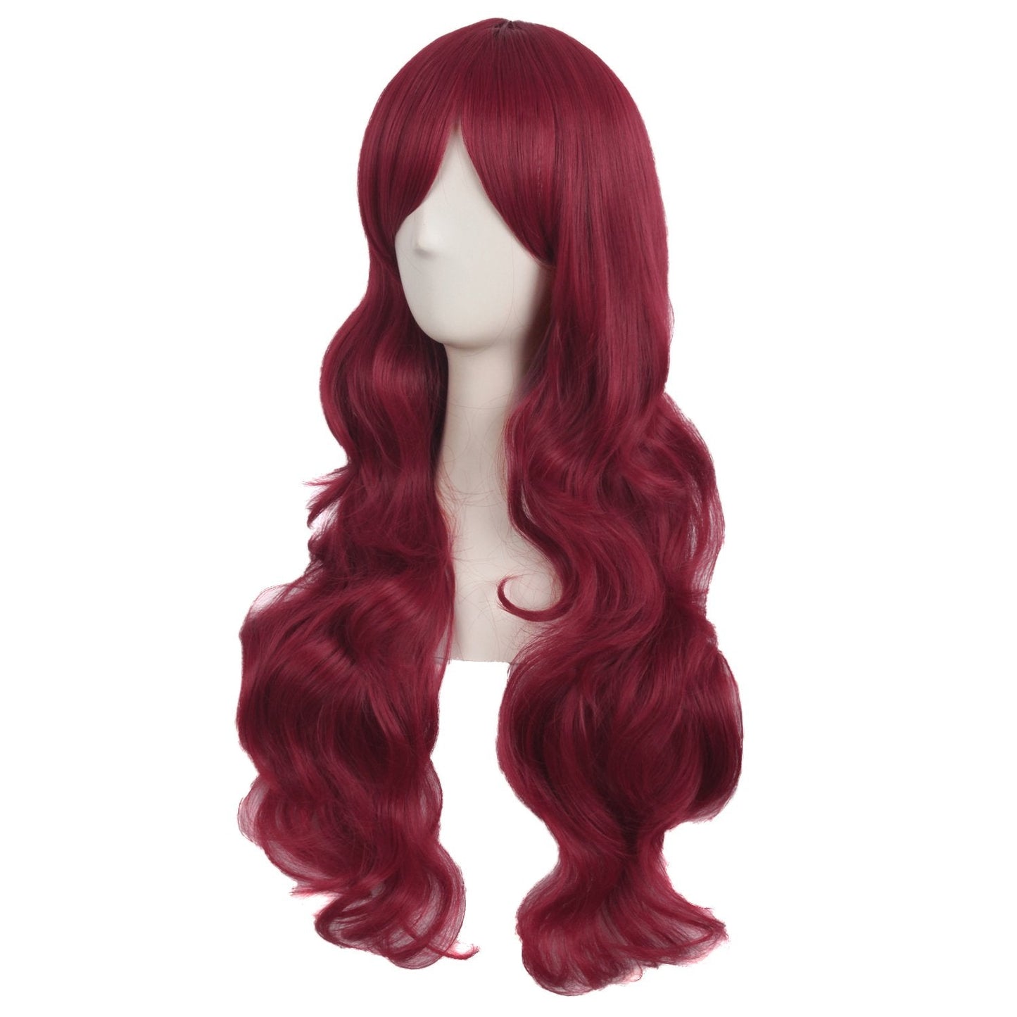 MapofBeauty 28 Inch/70cm Charming Women Side Bangs Long Curly Full Hair Synthetic Wig (Red)