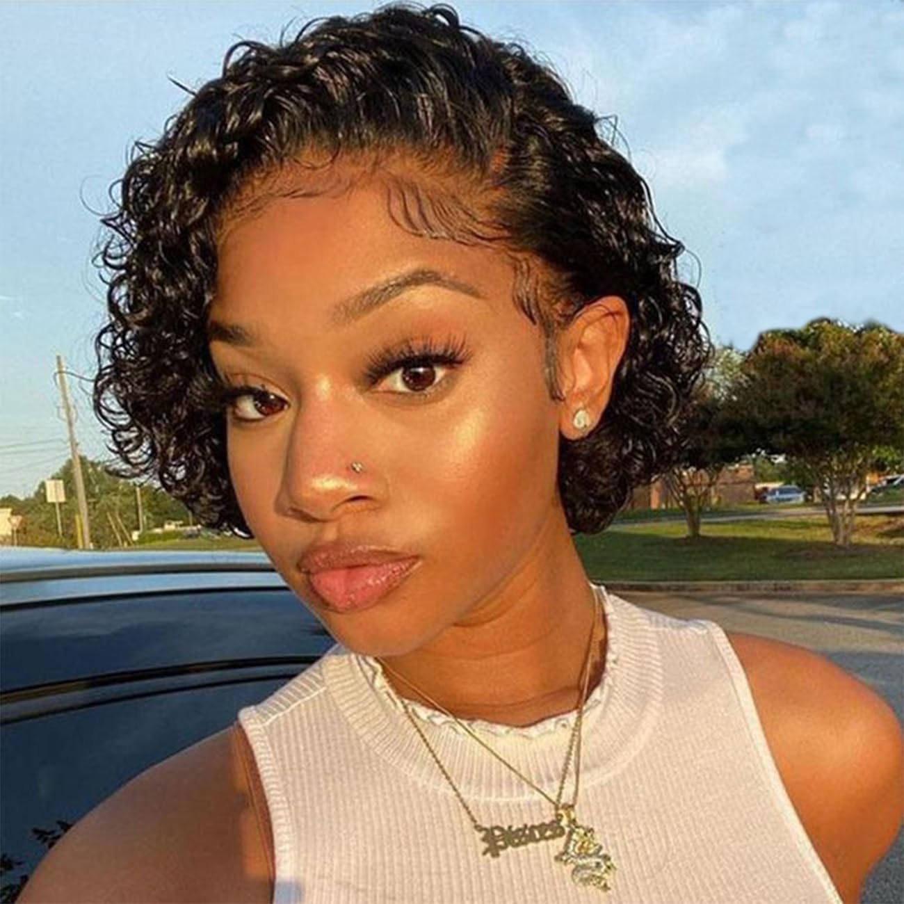 Pixie Cut Short Bob Glueless Frontal Wigs Human Hair Pre Plucked Deep Wave 13x4 Hd Lace Front Curly Wigs for Black Women Glueless Wig 6 Inch
