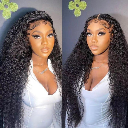 13x4 Lace Front Wigs Human Hair Pre Plucked 180 Density Brazilian Wet and Wavy Human Hair Wigs for Black Women Glueless Curly Lace Frontal Wig Natural Color (10 Inch)