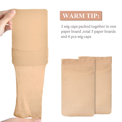 MORGLES Wig Cap, 6 Pcs Stretchy Nylon Wig Caps Stocking Wig Caps for Women, Light Brown