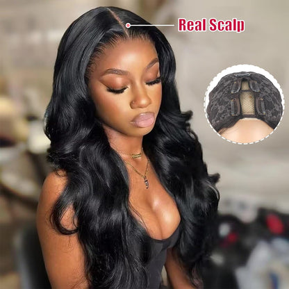 Dosacia V Part Wigs Body Wave Brazilian Virgin Human Hair Wigs For Black Women Upgrade U Part Glueless Wigs Full Head Clip In Half Wig V Shape Wigs No Leave Out Lace Front Wigs 180% Density 16Inch