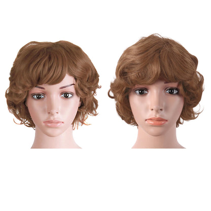 MapofBeauty 11.8 Inch /30 cm Elderly Women Curly Short Fashion Wig (Light Brown)
