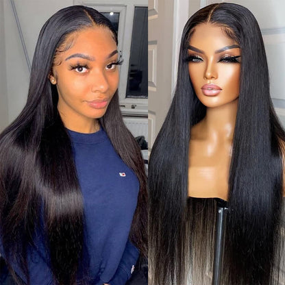 Ysxbui 30 Inch 13x6 Straight Lace Front Wigs Human Hair 180 Density HD Lace Front Wigs Pre Plucked with Baby Hair Human Hair 13x6 Full Lace Frontal Wigs Brazilian Virgin Hair Natural Color (30 Inch)