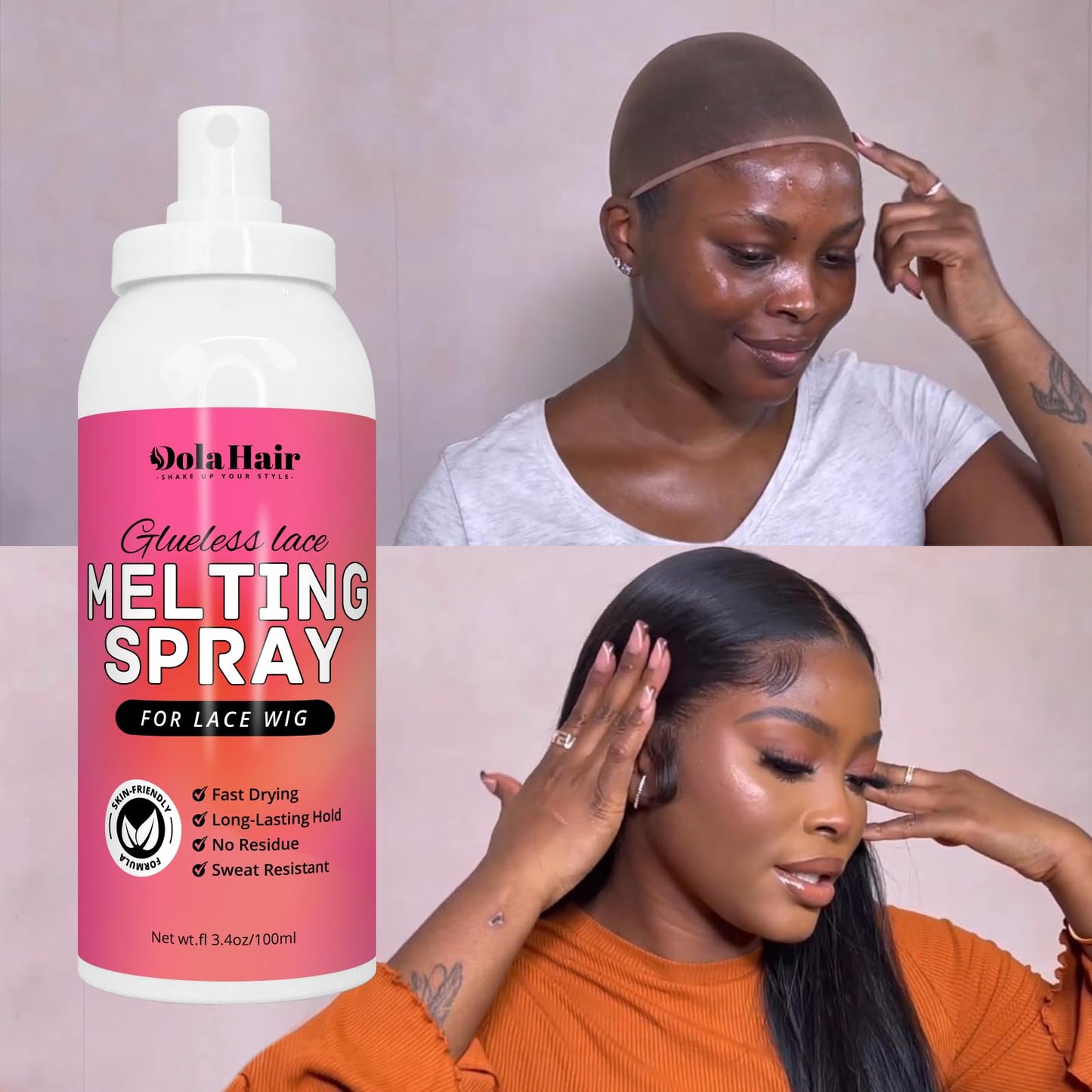 Dolahair Wig Glue Spray for Front Lace Wig Lace Melting Spray for Wigs Melting Spray Lace Bond Spray Lace Glue Kit Wig Install Kit