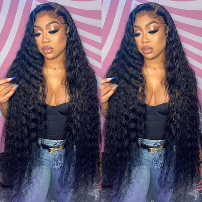 30 Inch Lace Front Wigs Human Hair 180% Density Curly Wigs for Black Women 13x4 HD Transparent Lace Frontal Wigs Human Hair Wet and Wavy Lace Front Wigs Human Hair Pre Plucked with Natural Baby Hair