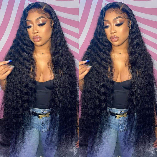 30 Inch Lace Front Wigs Human Hair 180% Density Curly Wigs for Black Women 13x4 HD Transparent Lace Frontal Wigs Human Hair Wet and Wavy Lace Front Wigs Human Hair Pre Plucked with Natural Baby Hair