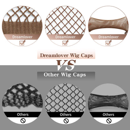 Dreamlover Hair Net for Wig, Brown Mesh Wig Cap for Long Hair, 2 Pieces