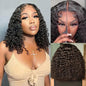ISEE Wear and Go Glueless Wigs Bob Wigs Human Hair Pre Plucked Water Wave Lace Front Wigs Human Hair Upgraded No Glue Transparent Lace Closure Wigs Human Hair for Women Natural Black 10 Inch