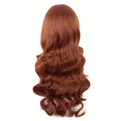MapofBeauty 28 Inch/70 cm Charming Women Side Bangs Long Curly Full Hair Synthetic Wig (Ginger Orange)