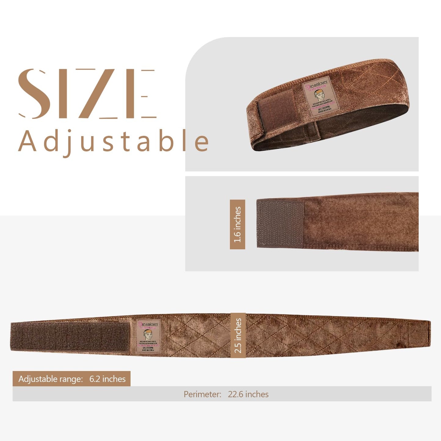 Dreamlover Wig Grip Band, Velvet Wig Grip, Brown, 2 Pieces