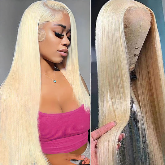LETMIEO 613 Blonde Lace Front Wig Human Hair Pre Plucked with Baby Hair 13x6 HD Transparen Lace Frontal Wig 180% Density Blonde Straight Glueless Wigs 22 Inch Blonde Wigs
