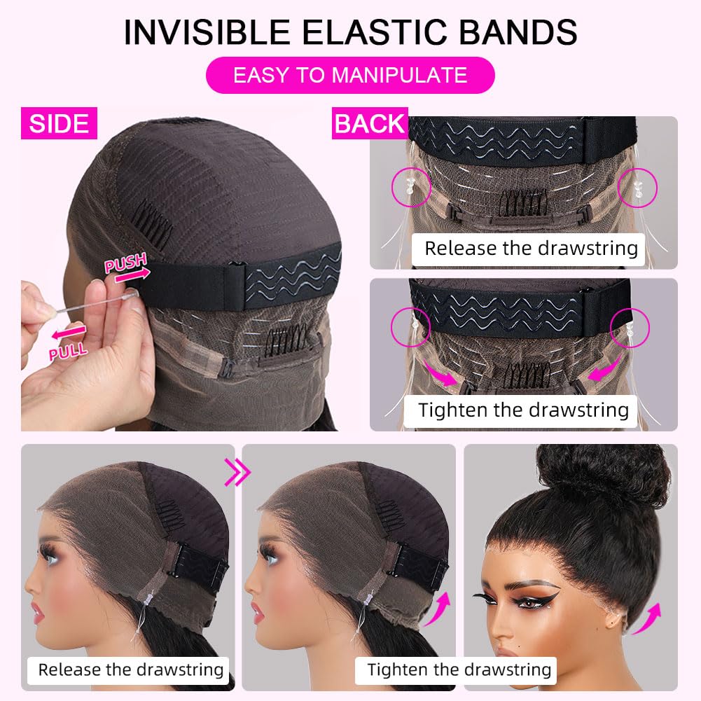 Ossilee 26 Inch Hidden Strap Glueless 360 Lace Front Wigs Human Hair Pre Cut Pre Bleached Pre Plucked Body Wave 360 Full Lace Wigs Human Hair for Black Women 200% Density HD Lace Front Wigs Human Hair