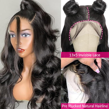 Wingirl 13x5 HD Lace Front Human Hair Wigs for Women 12A 220% Density Body Wave Lace Frontal Wigs Pre Plucked with Baby Hair (26 Inch (Pack of 1), 220% 1B# Color)