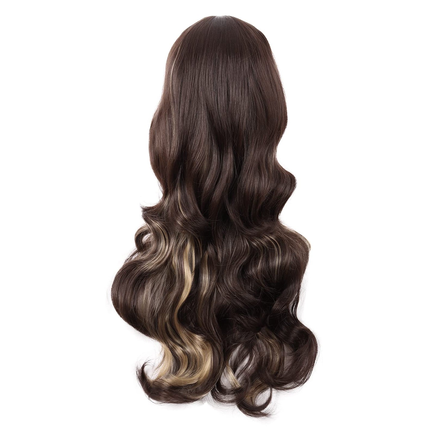 MapofBeauty 28 Inch/70 cm Charming Women Side Bangs Long Curly Full Hair Synthetic Wig (Brown Mixed Blonde)