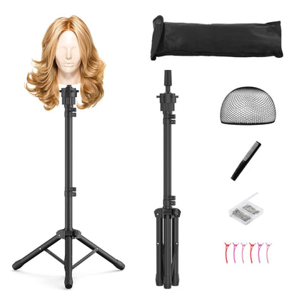 Relx Wig Head Stand - Adjustable Mannequin Head Stand - Wig Stand Tripod for Cosmetology Hairdressing Training (Head Not Included)