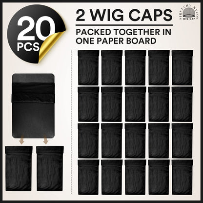 Teenitor Wig Cap,Black Wig Cap 20 Pieces Wig Caps, Black Stocking Caps, Stretchy Nylon Wig Stocking Caps for Women