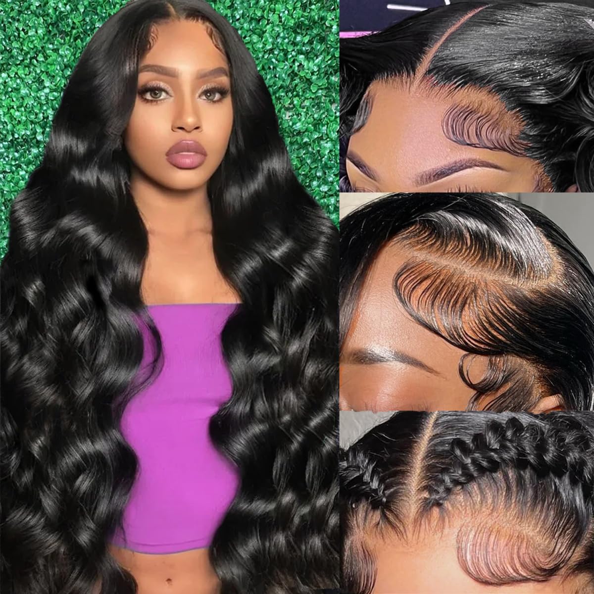 Smabuity 28 Inch 13x6 Body Wave Lace Front Wigs Pre Plucked HD Transparent Lace Frontal Wig Glueless 100% Virgin Human Hair with Baby Hair for Women