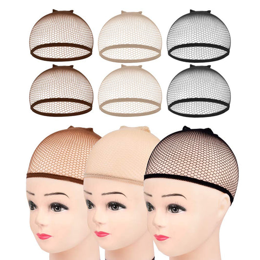 MORGLES Mesh Wig Cap for Women Men, Kids, 6PCS Hair Net for Wig Closed End, Brown, Beige, Black