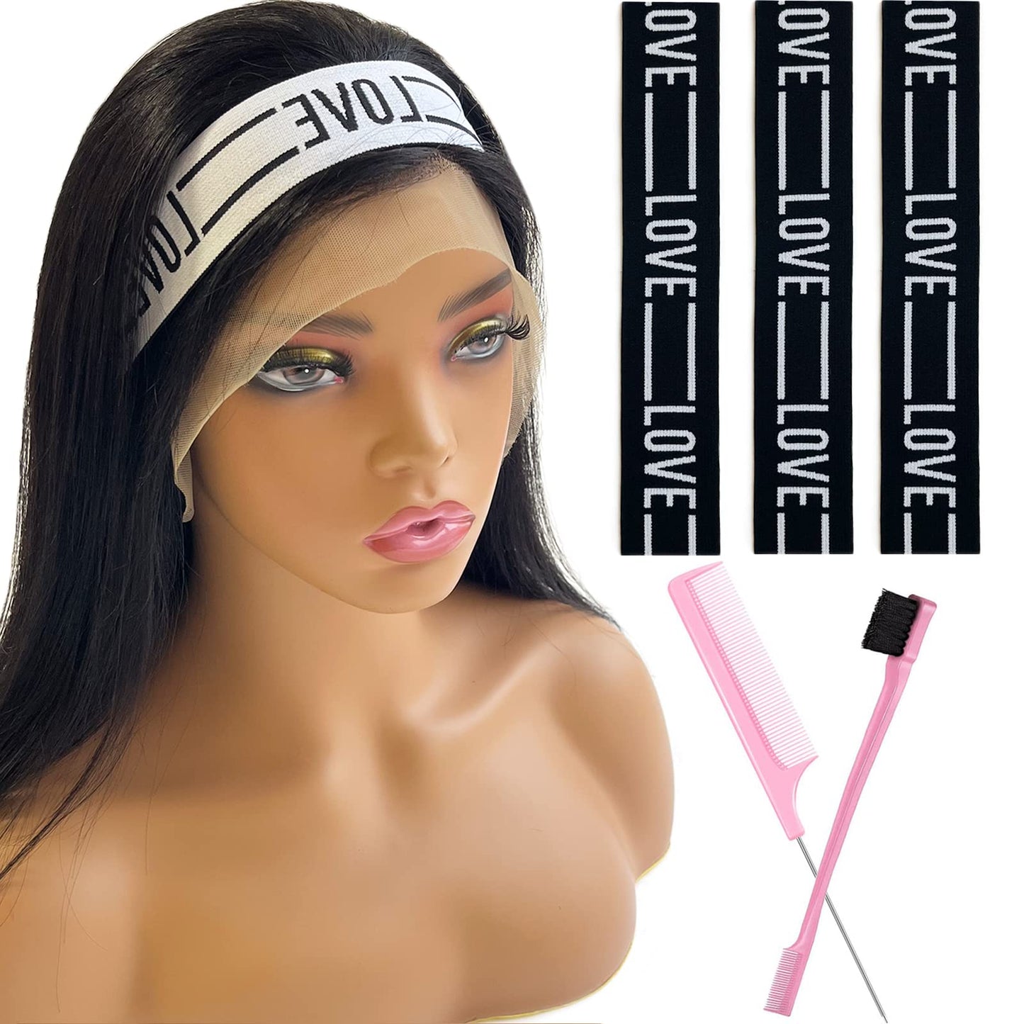 Iraatraa Elastic Bands For Wig 5 Piece Set, Latex And Nylon Lace Front Hairband, Melting Band For Keeping Wigs In Place, Suitable for Women, Great Value, Black and White Colors
