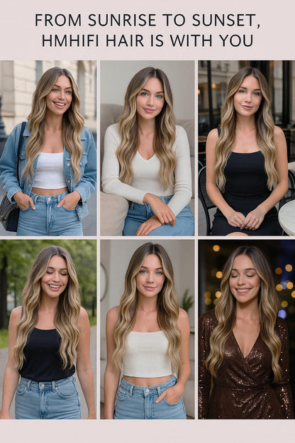 HMHIFI Long Ombre Blonde Wigs for Women 26 inch Long Wavy Middle Part Wig Ombre Blonde Wigs Upgraded Protein Fiber Hair Replacement Wig Cosplay Costume Halloween Wig(26'' Brown Ombre Blonde)