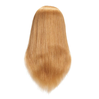 Traininghead 100% Human Hair Mannequin Head Hairdresser Training Head Cosmetology Manikin Head Doll Head With Free Clamp (Light Blonde)