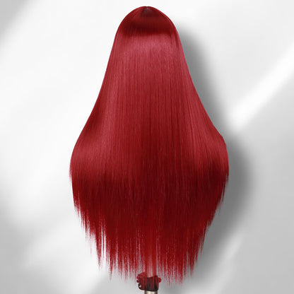 WIGER Red Wigs For Women Long Straight Red Hair Wig Middle Part Synthetic Colored Mermaid Cosplay Wig No Lace Nature Looking Girls Red Costume Full Wigs