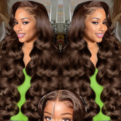 26 Inch Wear And Go Glueless Wigs Human Hair Pre Plucked Pre Cut 200% Density Brown Lace Front Wigs 9x6 Chocolate Brown Human Hair Wig For Women Bye Bye Knots Brown Body Wave Wigs Glueless Wear And Go