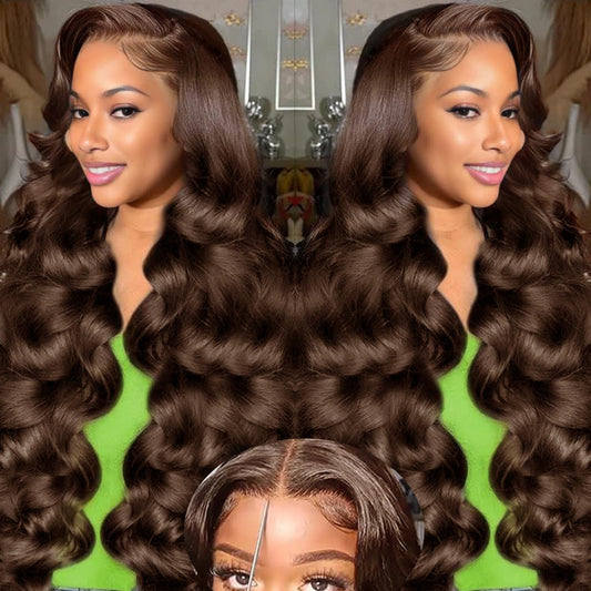 26 Inch Wear And Go Glueless Wigs Human Hair Pre Plucked Pre Cut 200% Density Brown Lace Front Wigs 9x6 Chocolate Brown Human Hair Wig For Women Bye Bye Knots Brown Body Wave Wigs Glueless Wear And Go