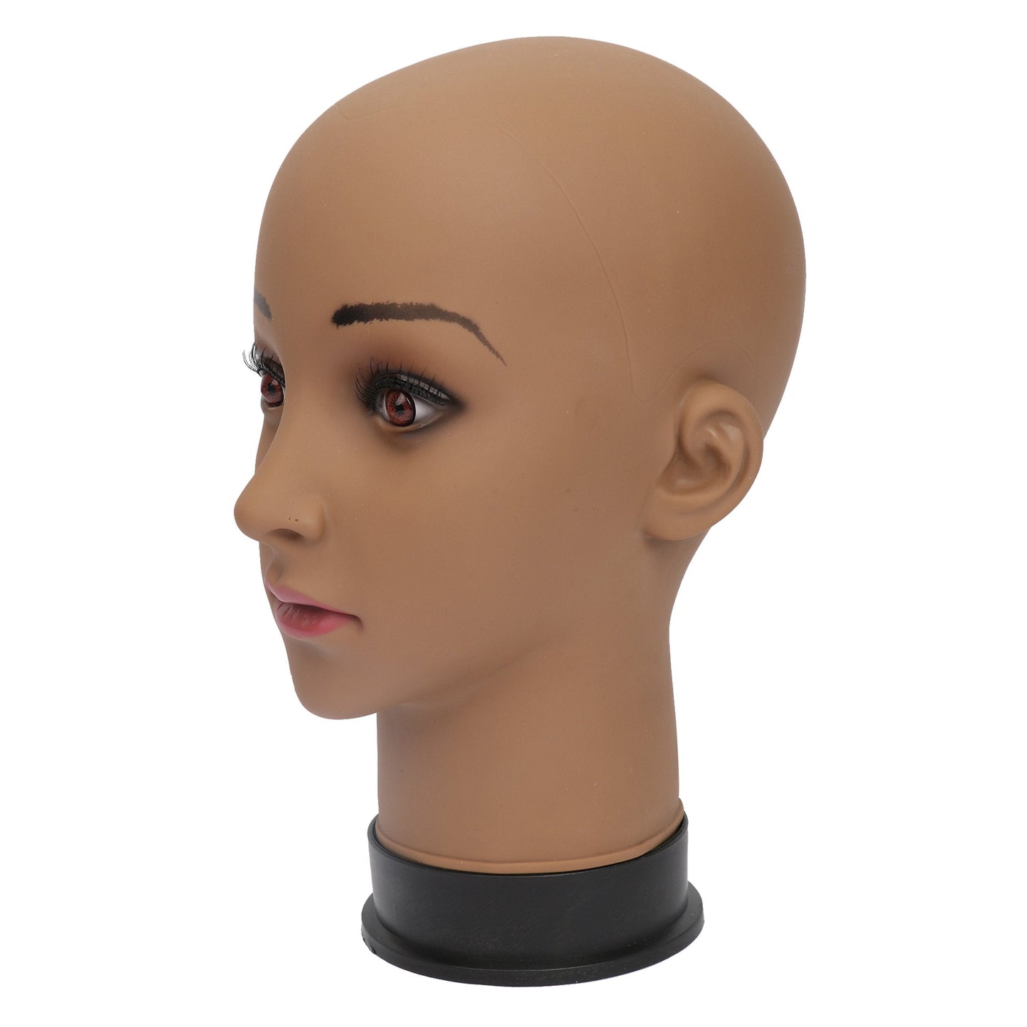 BHD BEAUTY Bald Mannequin Head Brown Female Professional Cosmetology for Wig Making, Display wigs, eyeglasses, hairs with T pins 21''
