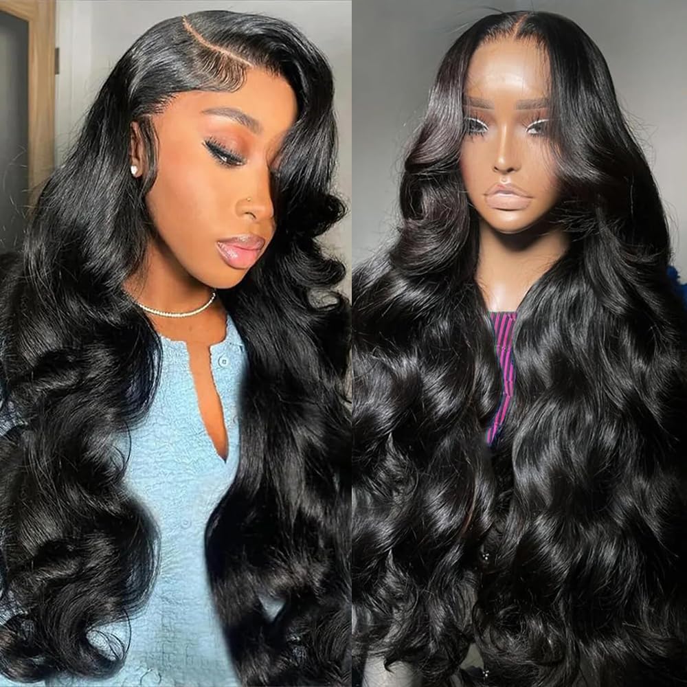 Ainmeys 16inch 13x6 Body Wave Lace Front Wigs Human Hair 250% Density Pre Plucked HD Transparent Lace Frontal Wigs Human Hair Wigs for Black Women 10A Glueless Wigs Baby Hair