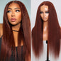 UNICE Bye Bye Knots Glueless Wig Reddish Brown Yaki Straight 7x5 Pre Cut Lace Glueless Wigs Human Hair Pre Plucked Pre Bleached Invisible Knots Human Hair Wig 14 inch