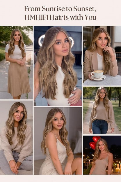 HMHIFI Long Ombre Blonde Wigs for Women 26 inch Long Wavy Middle Part Wig Ombre Blonde Wigs Upgraded Protein Fiber Hair Replacement Wig Cosplay Costume Halloween Wig(26'' Brown Ombre Blonde)