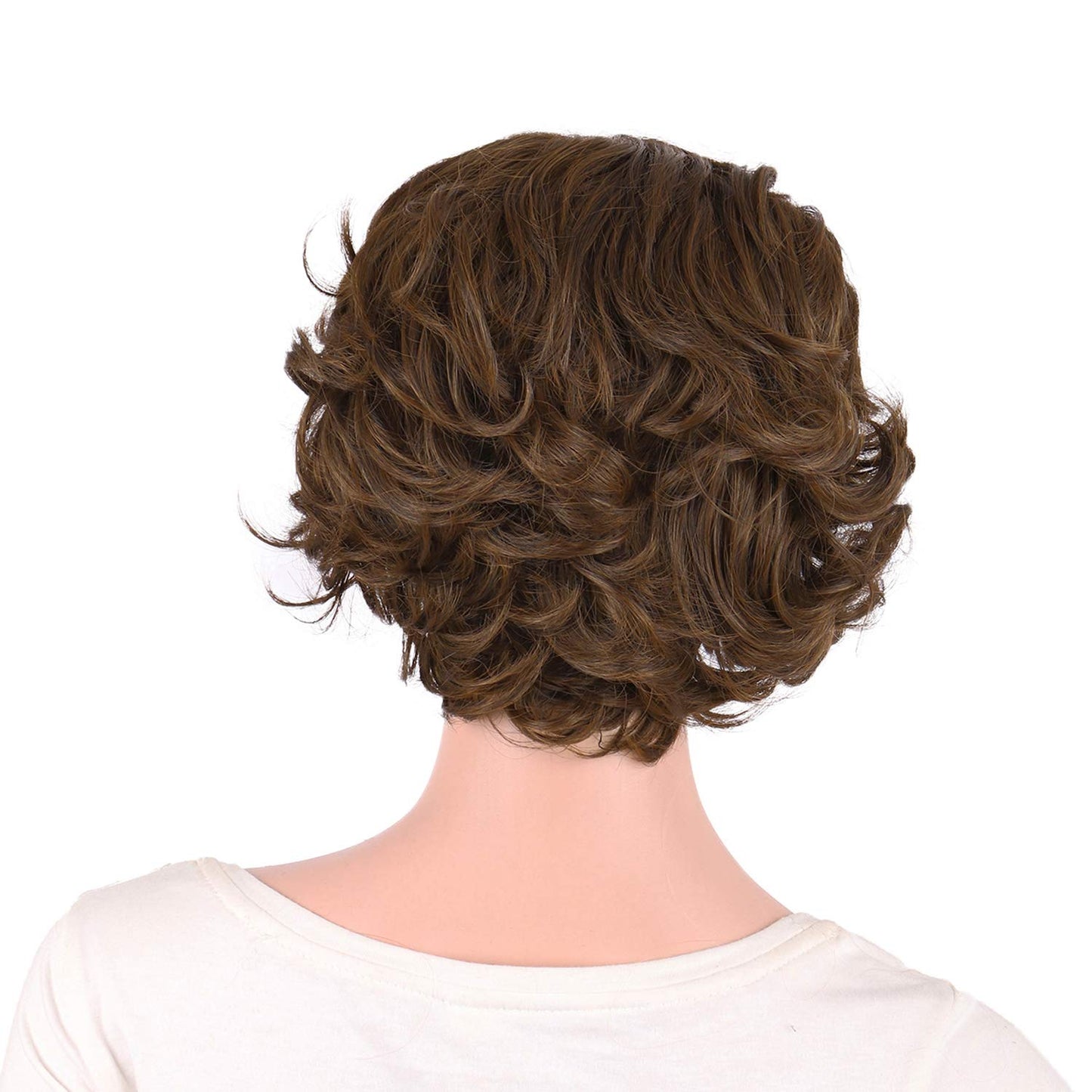 MapofBeauty 11.8 Inch/30cm Special Women Short Curly Side Bangs Fashion Wig (Brown)