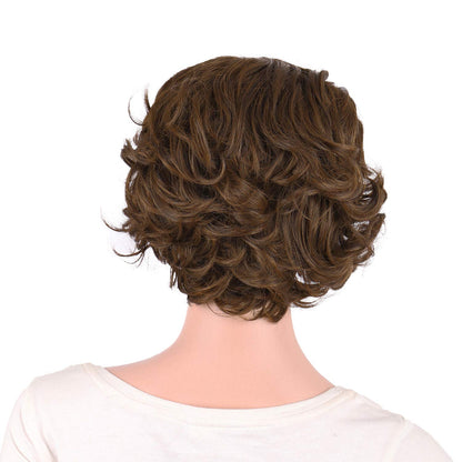MapofBeauty 11.8 Inch/30cm Special Women Short Curly Side Bangs Fashion Wig (Brown)