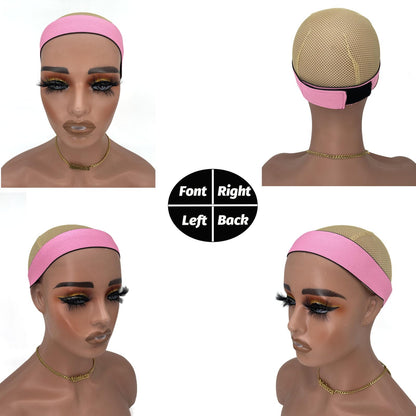 Atimiaza 3 Pcs Elastic Lace Melting Bands for Wigs, Lace Front Edge Wrap to Lay Edges (Pink+Bow Tie+Black (Pack of 3))