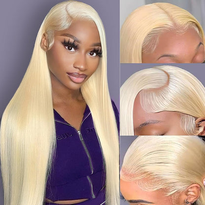 26 Inch 613 Lace Front Wig Human Hair Blonde 13X6 HD Transparent Lace Front Wigs Human Hair 180% Density Blonde Glueless Wigs 613 HD Straight Lace Frontal Wig Pre Plucked
