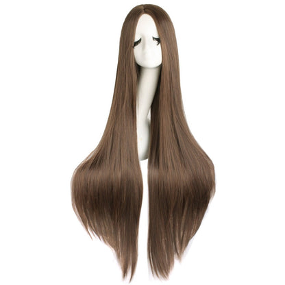 MapofBeauty 40 Inch/ 100 cm Carve Long Straight Cosplay Wig Anime Costume Party Wig (Brown)