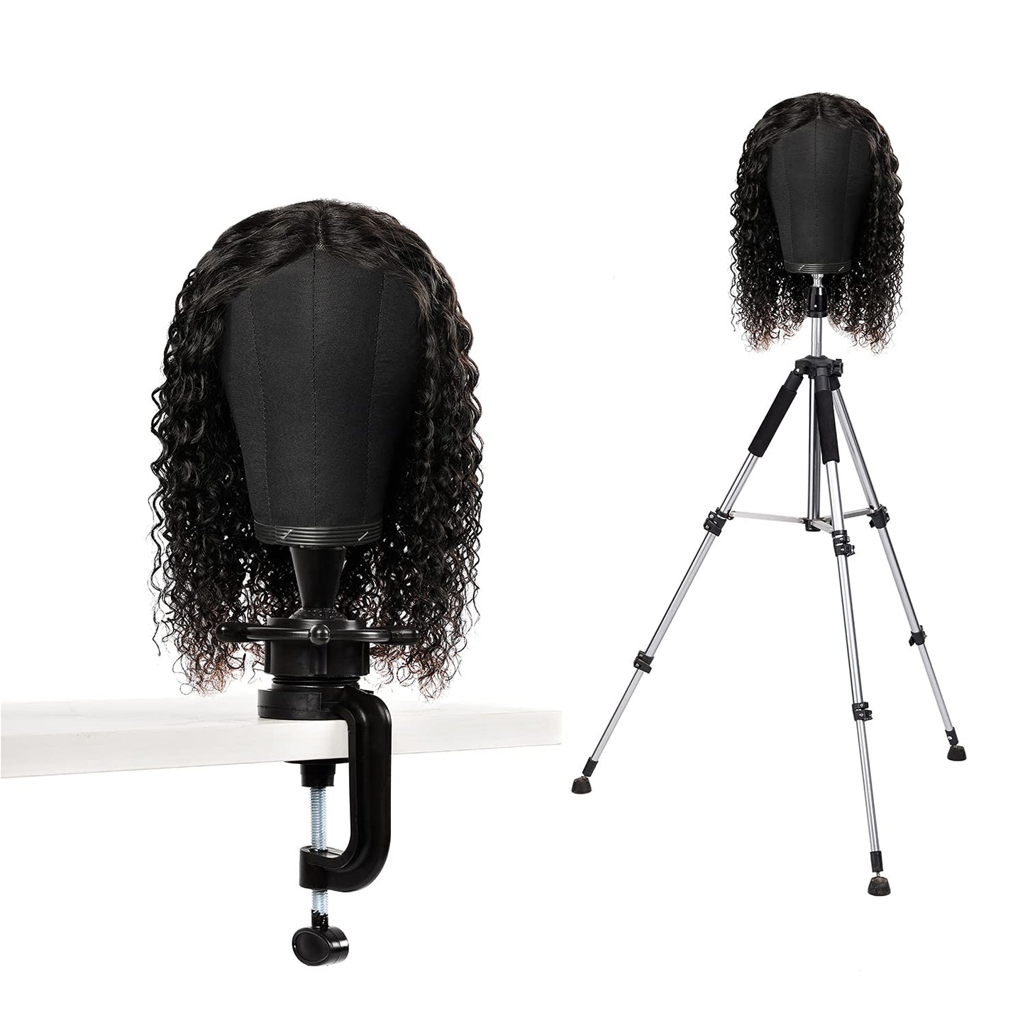 Wig Head Stand Mannequin Head 20"-24" Dome Cork Canvas Manican Block Head for Making Drying Styling Display Wigs with Stand