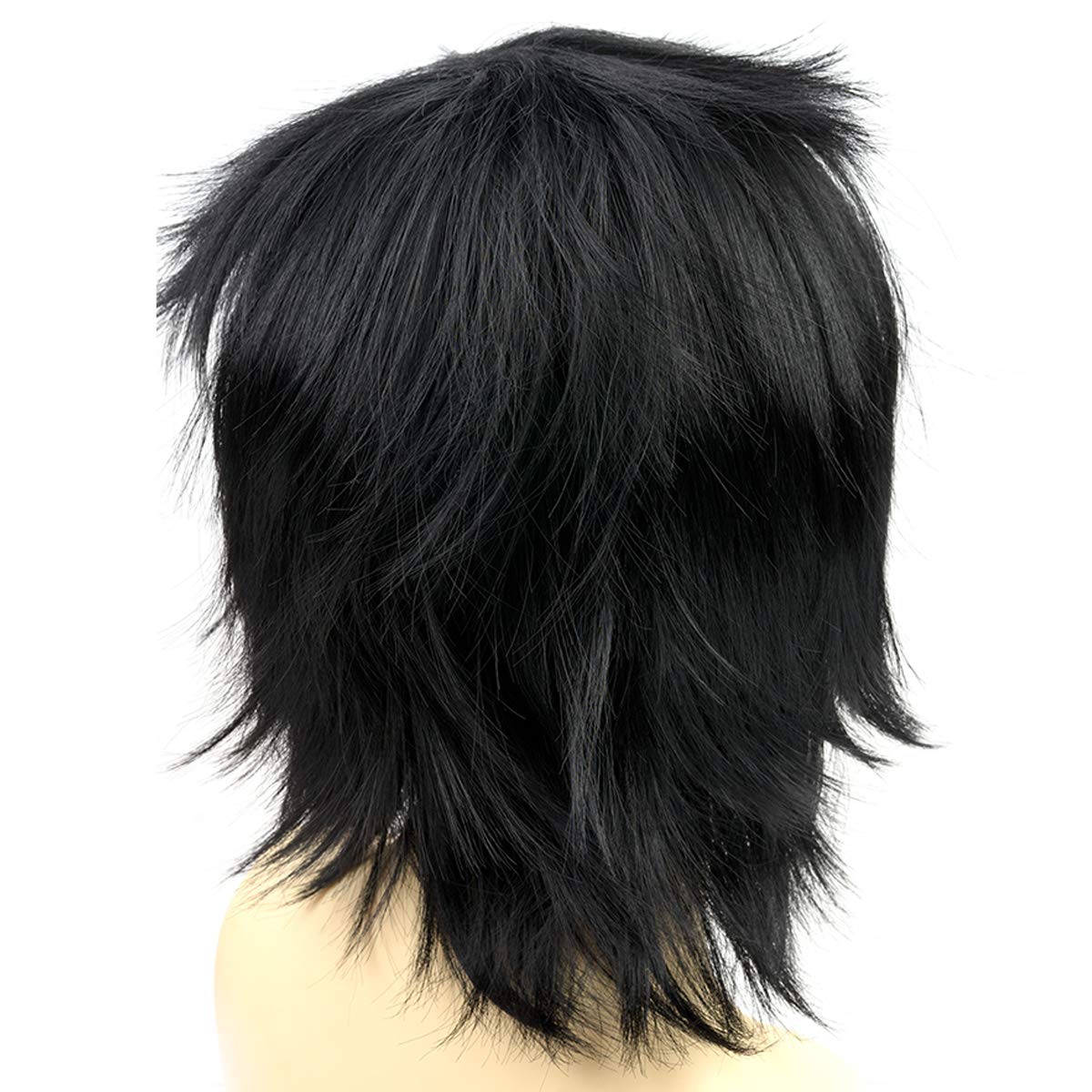 Modernfairy Anime Halloween Wig Dark Black for Cosplay Party, Synthetic Layered Short Hair Wigs with Bangs, Pastel Wigs for Women Men