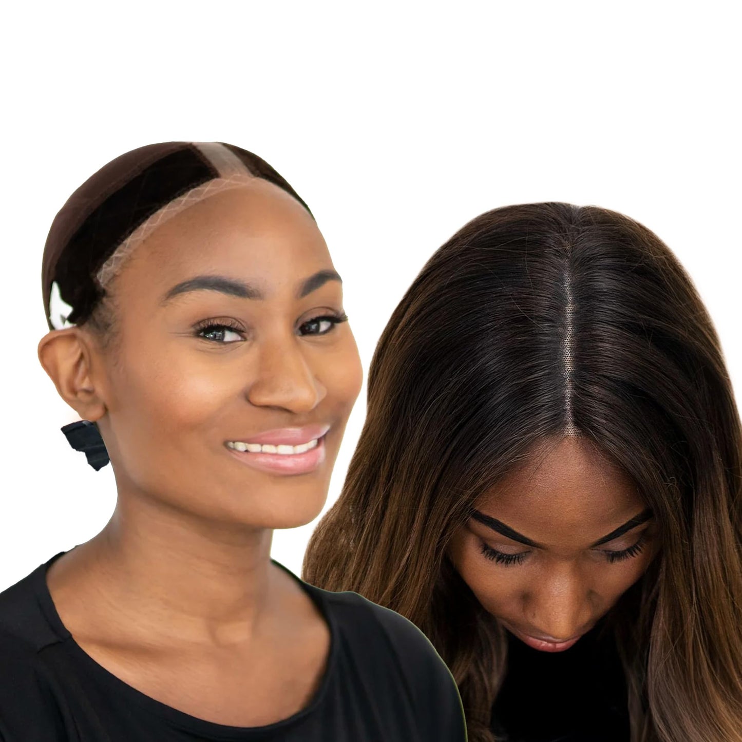 MILANO COLLECTION Lace Wig Grip Cap for Women, Adjustable Wig Caps for Women Non Slip with Headband to Secure Lace Top Perfectly in Place, One Size Fits All, Chocolate Brown, 2 Pack