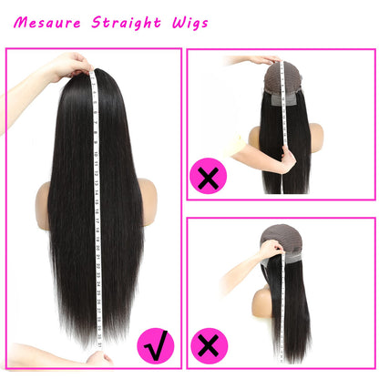 Straight Lace Front Wigs Human Hair 13x4 HD Transparent Lace Front Wigs for Black Women Glueless Brazilian Virgin Hair Lace Frontal Wig 180% Density Pre Plucked with Baby Hair Hairline
