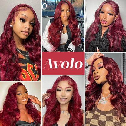 99J Burgundy Lace Front Wigs Human Hair Pre Plucked 13x4 Red Lace Front Wigs Human Hair Colored Body Wave 180% Density HD Lace Front Wigs Human Hair Burgundy Lace Frontal Wigs Human Hair 20 Inch