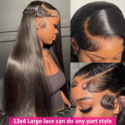 Hermosa 220% Density 30 inch HD Transparent 13x4 Lace Front Wigs Human Hair Pre Plucked 12A Glueless Straight Lace Frontal Human Hair Wigs for Black Women with Baby Hair