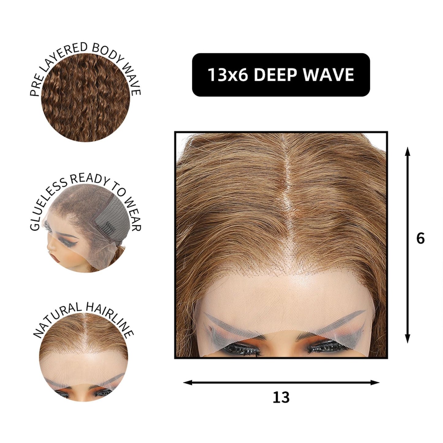 13x6 Chocolate Brown Deep Wave Lace Front Wig Human Hair Wig for Women 180% Density HD Deep Curly Lace Frontal Wigs Human Hair Pre Plucked with Baby Hair Brown Colored (Chocolate Brown, 32 Inch)