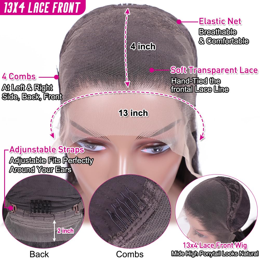 Hermosa 220% Density 30 inch HD Transparent 13x4 Lace Front Wigs Human Hair Pre Plucked 12A Glueless Straight Lace Frontal Human Hair Wigs for Black Women with Baby Hair