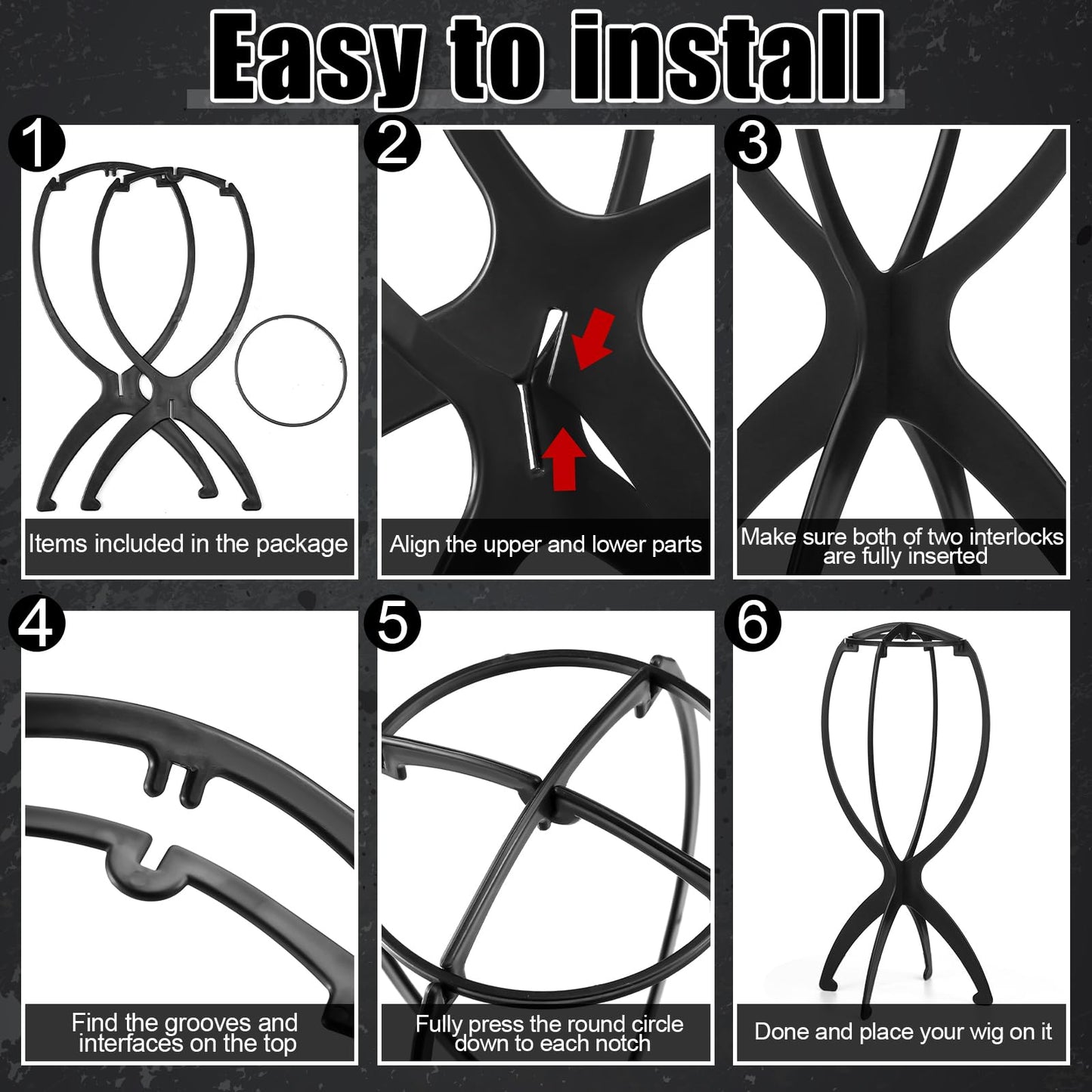 ProSuites 2 Pack Wig Stand with 2Pcs Wig Dust Bag, Travel Wig Head Stand Holder for Women Multiple Wigs Styling, Black, Hair Length Under 40cm/15.74in