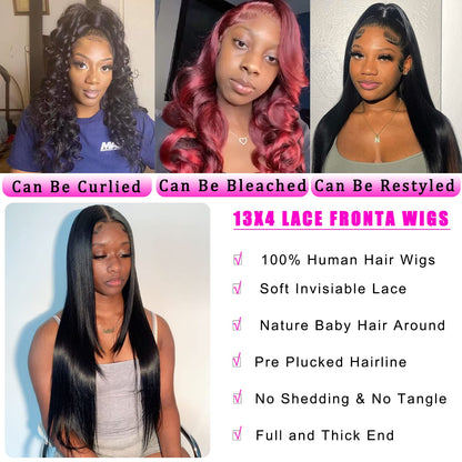 bunGiol 26 Inch Straight Lace Front Wigs Human Hair 10A Virgin Lace Frontal Wigs 13x4 Hd Lace Front Wigs Human Hair Wig with Babyhair Natural Hairline 180%
